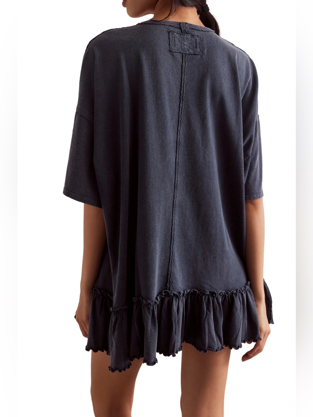 We The Free Why Yes Tee Tunic Top Ruffle Hem Size Medium Relaxed Grunge  Lounge